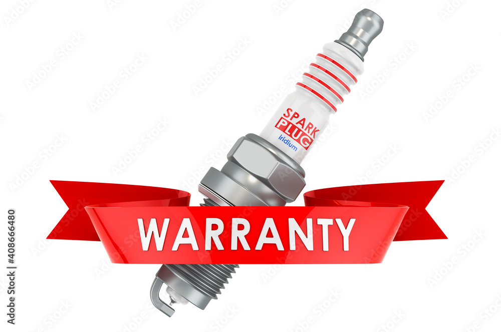 Poster spark plug warranty concept. 3d rendering