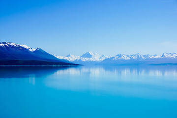 Fototapeta na wymiar Lake pukaki and reflection New Zealand