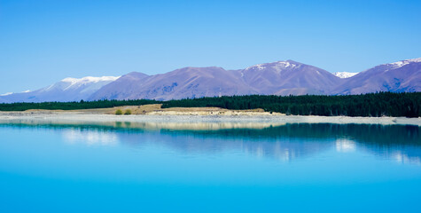 Reflection of mount cook in Lake pukaki New Zealand