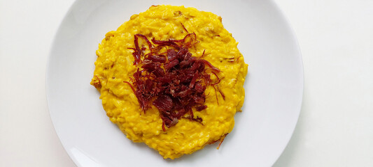 Brazilian traditional food, pumpkin rissoto with carne seca, beef jerky, dried beef, São Paulo, Brazil