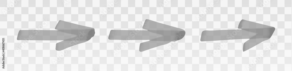 Poster grey highlighter arrow set isolated on transparent background. marker pen highlight underline stroke