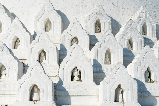 Detail shot of carvings at Hsinbyume Pagoda, Mingun, Mandalay, Myanmar
