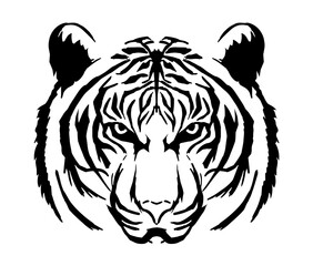 トラの顔（線画）/動物/年賀状素材