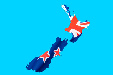 Happy Waitangi or New Zealand Day on February 6 concept with contour of the map and the flag...