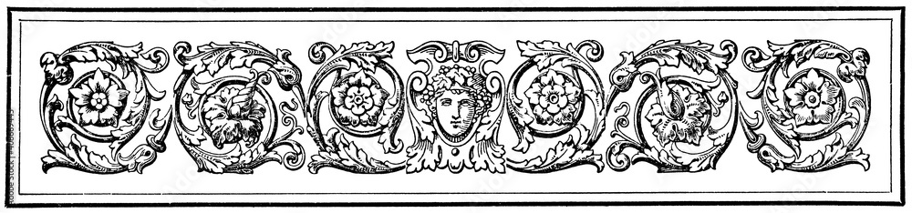 Wall mural abstract ornament, chapter separator in a book. illustration of the 19th century. white background.