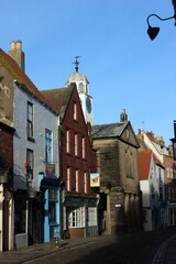 Obraz premium Church Street, Whitby, North Yorkshire, looking north.