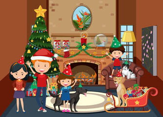 Obraz na płótnie Canvas Family member celebrating Christmas at home
