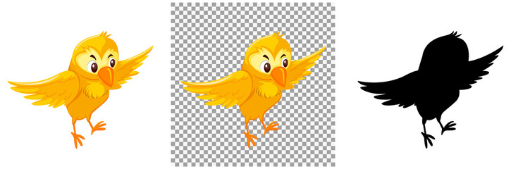 Cute yellow bird cartoon character