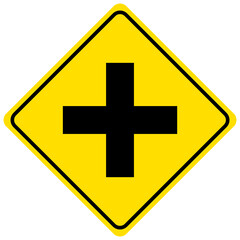 Obraz premium Warning sign for an uncontrolled crossroad on white background