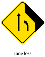 Yellow traffic warning sign on white background