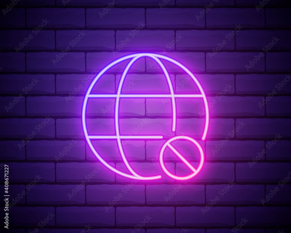 Poster neon no wireless connection and wifi internet connection icon vector illustration