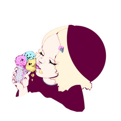 Obraz premium Girl Eating Ice Cream Mädchen Eiscreme