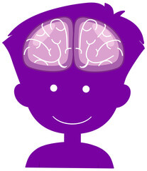 Brain sign in head's boy in World Alzheimer's Day theme isolated on white background