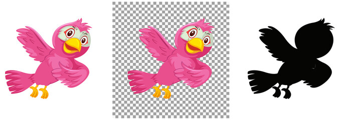 Cute pink bird cartoon character