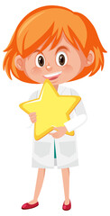 Children in scientist costume cartoon character isolated on white background