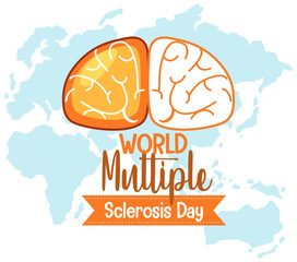 World Multiple Sclerosis Day logo or banner on world map background