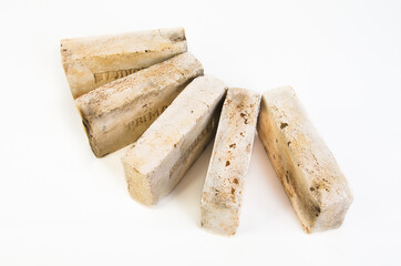 Old vintage bricks isolated on white background.