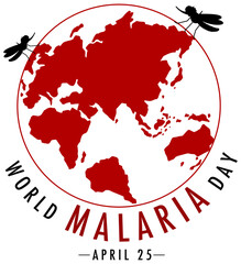 Fototapeta na wymiar World Malaria Day logo or banner with mosquito on the earth background