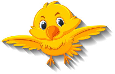 Cute yellow bird cartoon character