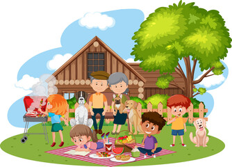 Obraz na płótnie Canvas Happy family picnic in the garden