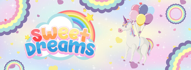 Unicorn icon on magic  pastel background © brgfx