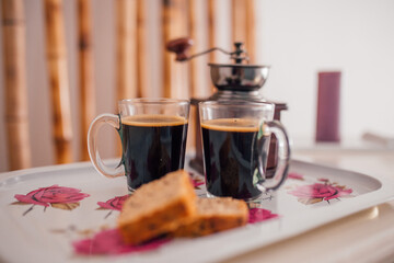 cup of coffee and pudding