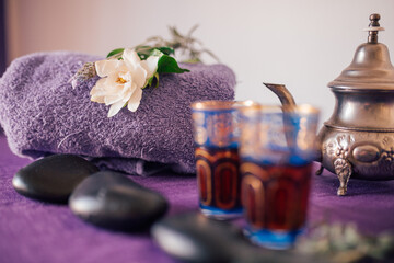 spa still life with oils