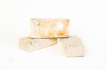 Old vintage bricks isolated on white background.