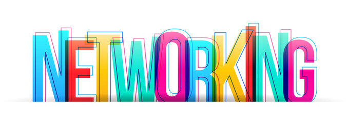 Colorful overlapped letters of the word 'Networking'. Vector illustration.