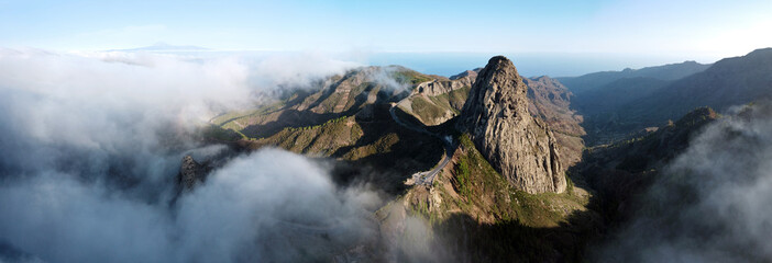 Panoramic landscape, Roque de Agando, La Gomera, Canary Islands. High quality photo
