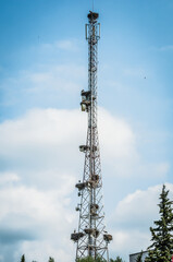 High amount of storks nests in one technology tower in Morocco