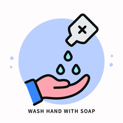 Washing Hands With Soap Icon Symbol Illustration. Prevention Instruction Logo. Healthcare Protection Virus Infection Design Vector