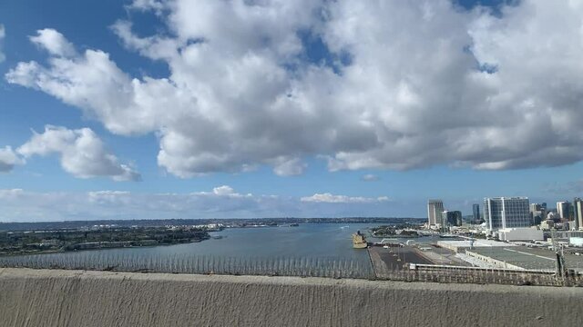 Driving over the Coronado bridge in San Diego California 