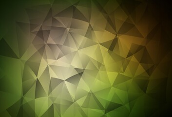 Obraz premium Dark Green, Yellow vector backdrop with lines, triangles.