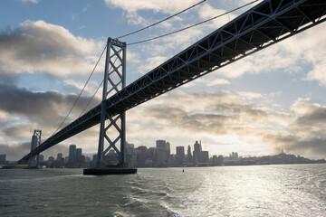 View under the Bay Bridge between San Francisco and Oakland California.