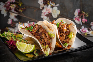 Seasoned Pork Tacos in Flour Tortillas