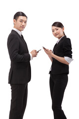 Business people using mobile phone