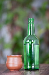 A bottle of Korean Shaojiu and a wine glass
