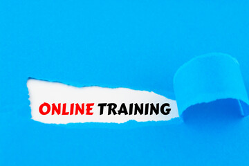 online training message written under brown torn paper