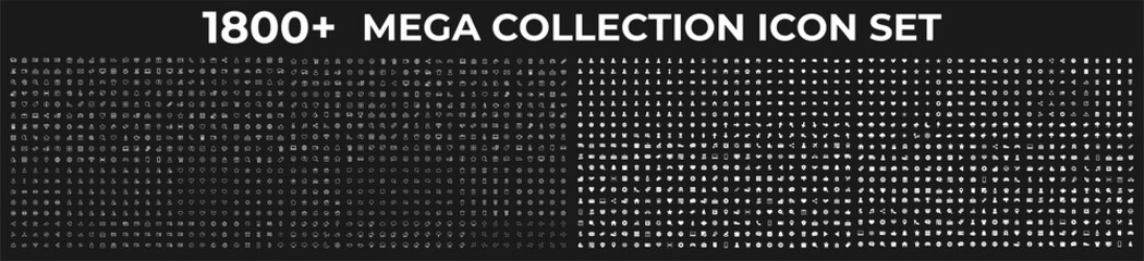 Big Huge set of 1800 icons in trendy line style. Mega collection icons concept of Business, e-commerce, finance, accounting. Big set Icons collection. Vector illustration