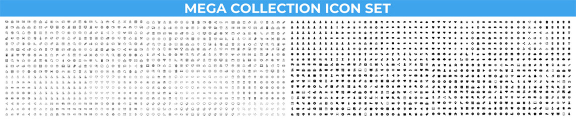 Mega collection icons in trendy line style concept of Business, e-commerce, finance, accounting. Big set Icons collection. Vector illustration