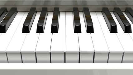 White-Gold Grand Piano under black background. 3D illustration. 3D high quality rendering. 3D CG.