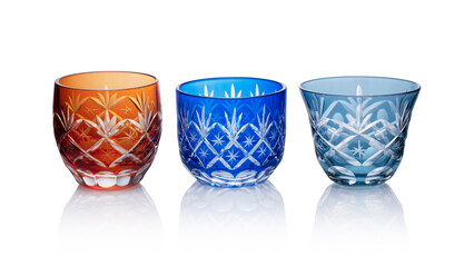 Japanese cut glass placed on a white background