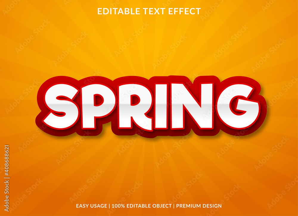 Poster spring text effect template with bold style use for business brand and logo