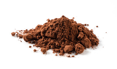 Cocoa powder on a white background