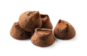 Chocolate truffles on a white background