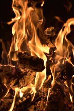 fire in fireplace
