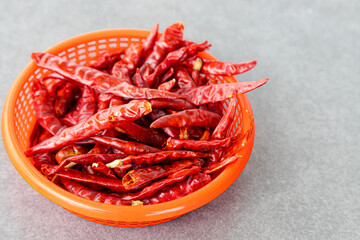 Dry chillies in the red bowl