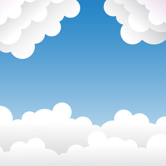 Blue sky background with clouds. Vector illustration