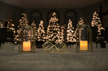 christmas lights in the church